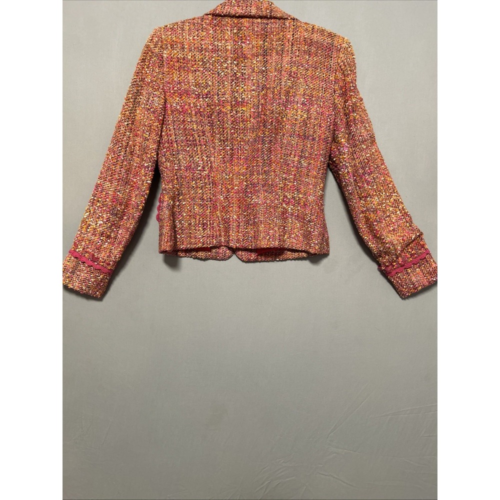 Vintage Althuser Womans 100% Silk Button Up ‎ Tweed Blazer Lined Pink Size 2 - Picture 11 of 16